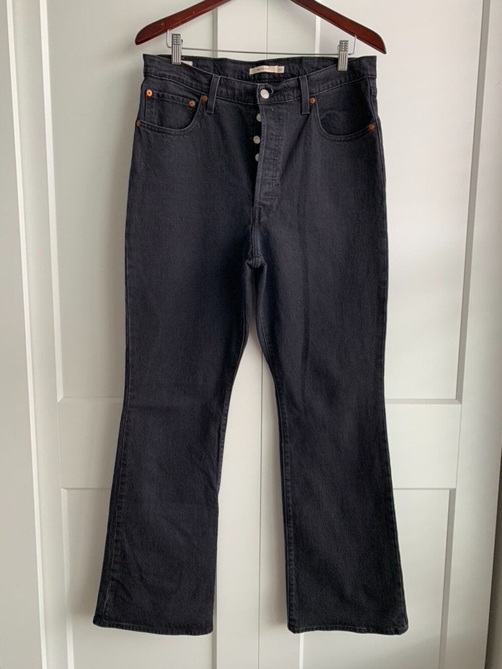 Levi's Ribcage Boot Flare Jean Women's Size 32 Black High-Rise Flare Jeans